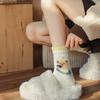 Super Thick Wool Socks, Double Flared Women's Autumn and Winter Thickened Mid-calf Socks, Warm Long Socks, Cartoon Long Calf
