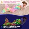 New Night Glow Mermaid Tail Blanket Soft Flannel Wearable Cute Blankets Gifts for Girls  All Seasons Beautiful Rainbow Blanket