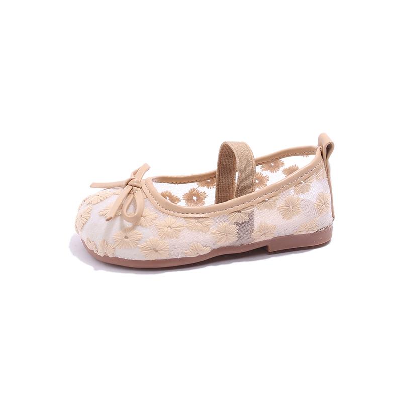 Girl Shoe Fashion Lace Shoe New Chinese Retro Kid Shoe 2025 Summer New Princess Shoe Embroidery Women Shoes Elegant Linen Shoes