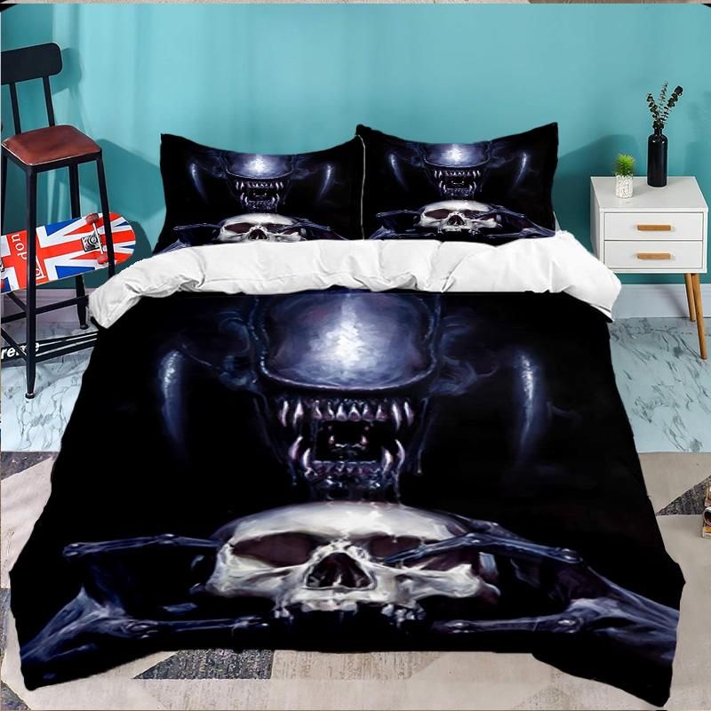 Alien Artwork 3pcs Bedding Set,Including 1pc Duvet Cover And 2pcs Pillowcases Perfect Gift for Christmas,Ideal for Bedroom, Dormitory