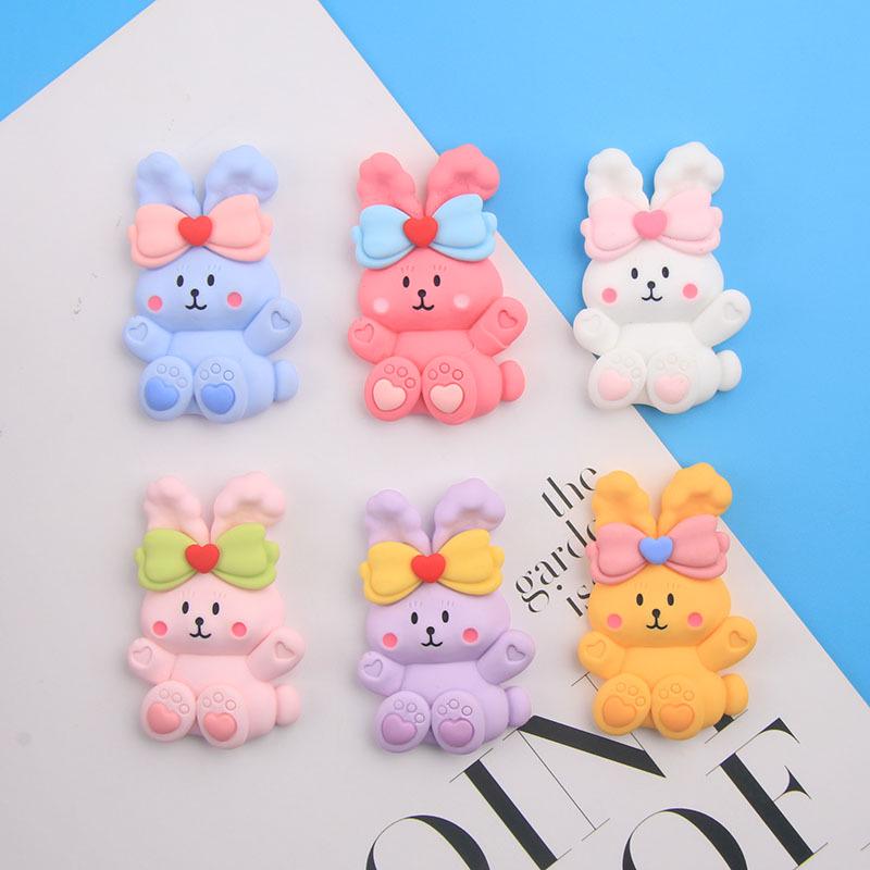 Cute Rabbit Resin Bow Tie Phone Case and Accessories Set