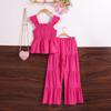 2025 Summer Girls' Spaghetti Strap Top & Wide-Leg Pants Two-Piece Set - European & American Style for Middle & Big Kids