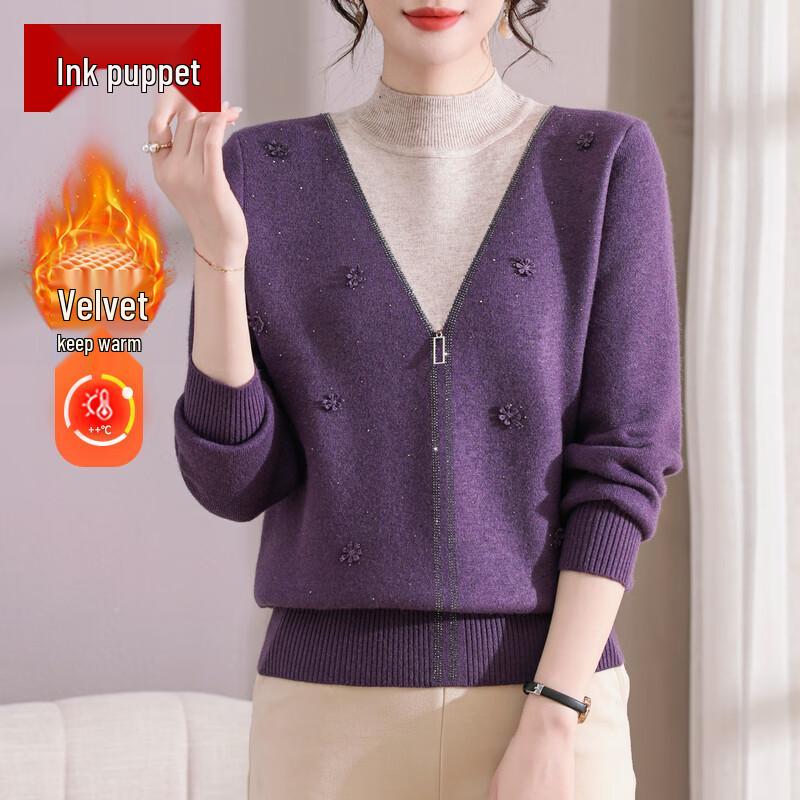 

Moou 2025 Women s Warm Velvet Lined Turtleneck Sweater 2XL