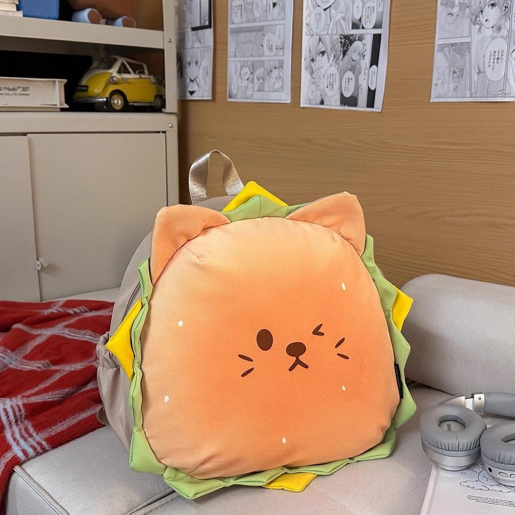 Schoolbag cute hamburger shape backpack female cartoon light travel backpack children college students class commuter schoolbag