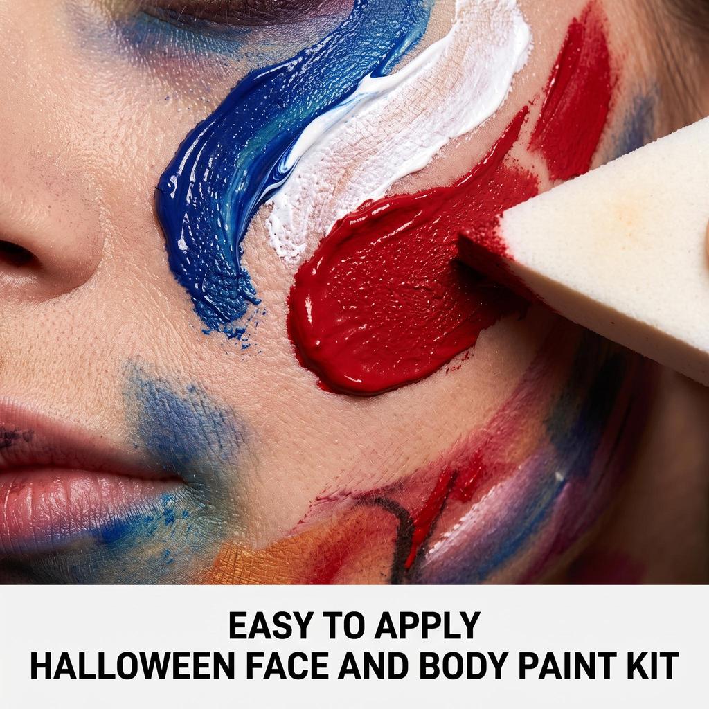 Zephoco Halloween Face Body Painting Kit Full Coverage Lightweight Foundation Water-soluble Non-Toxic Safe Festival Makeup Accessories Set