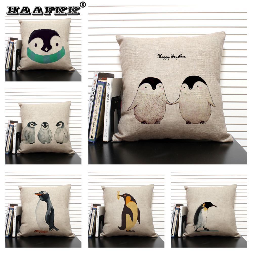 Cute Cartoon Animal Cushion Cover Funny Penguin Pillow Case Bedroom Living Room Sofa Decoration Pillowcase 45x45 Children's Gift