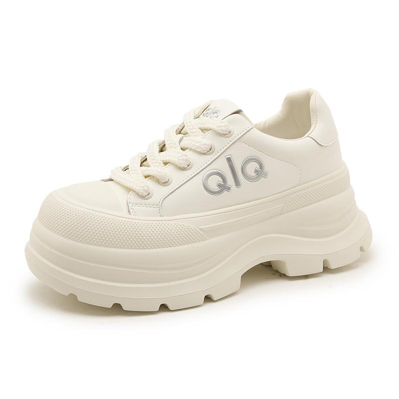 High-value autumn new thick-soled small leather casual board shoes