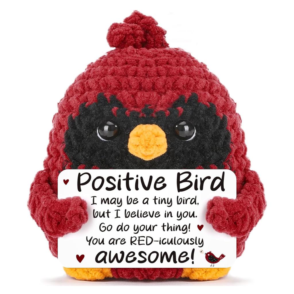 New Funny Emotional Support Positive Crochet Cake Doll Christmas Home Decoration Handmade Knitted Cake Desk Ornament