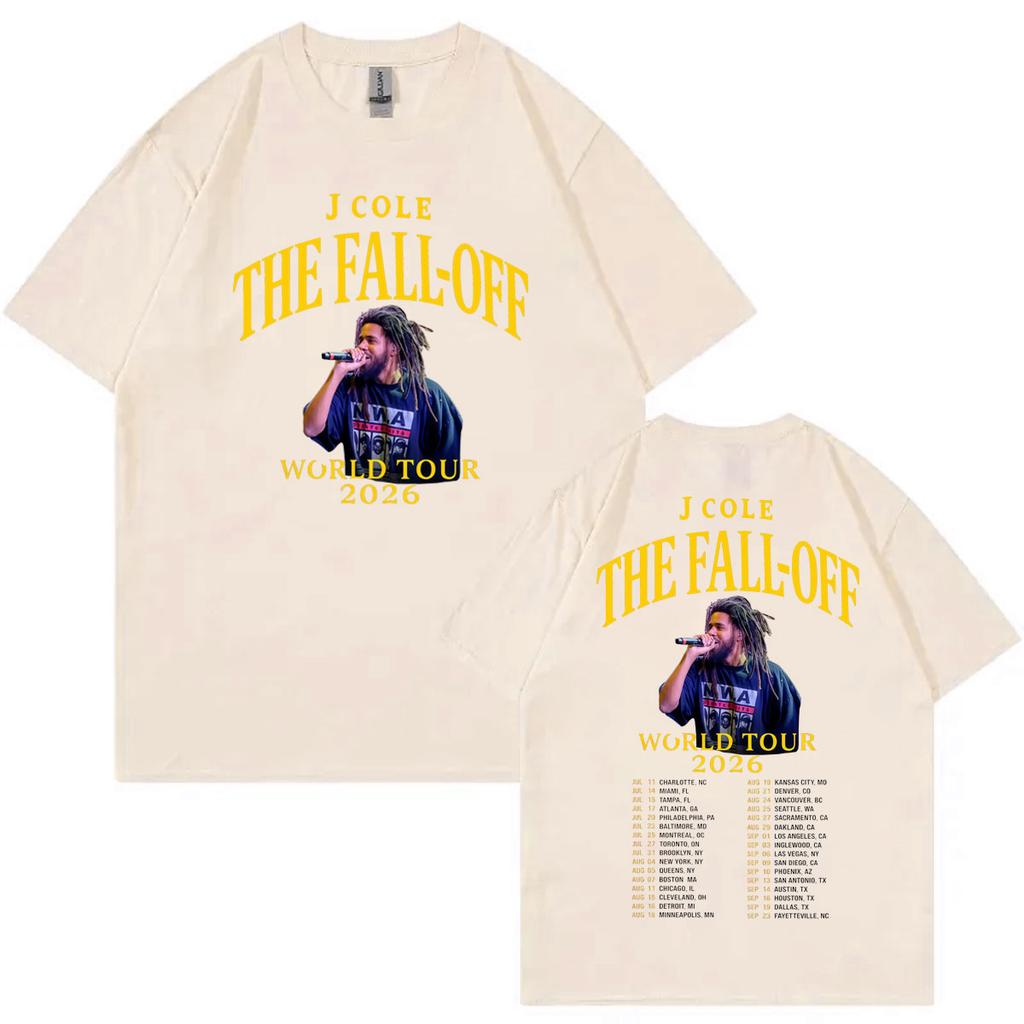 Rapper J Cole Double Sided Graphic T Shirts The Fall Off Tour 2026 Tshirts Men Women Fashion Hip Hop Retro Short Sleeve Tshirt