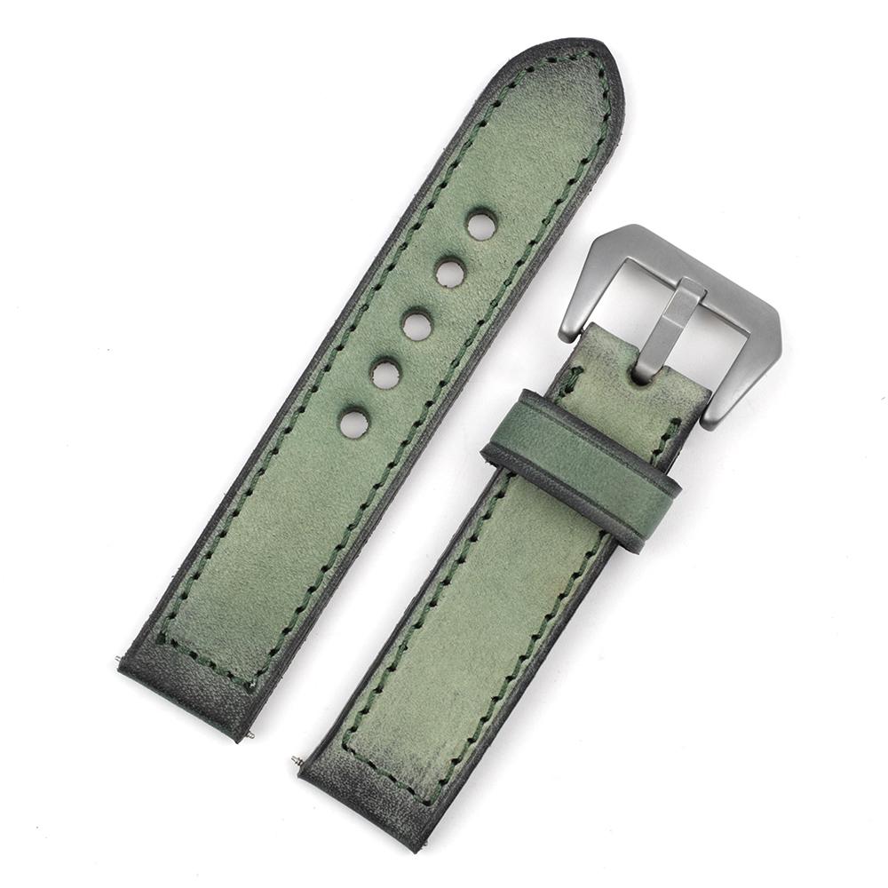 Vintage Genuine Leather Watch Bands 20mm 22mm 24mm Handmade Stitching Watch Strap Replacement Women Men Cowhide Wristband Belts