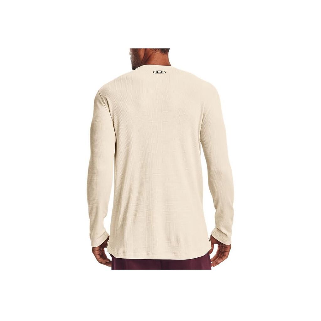 Under Armour T-shirt da allenamento a tinta unita traspirante con scollo rotondo e maniche lunghe da uomo Top Beige 1376050-110