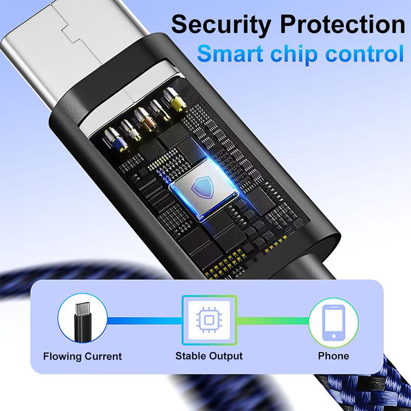 2.4A Type C Data Cable Fast Charging Cord Nylon Braided USB C Charger Wire for 16 15 Pro Max Smasung Huawei Line