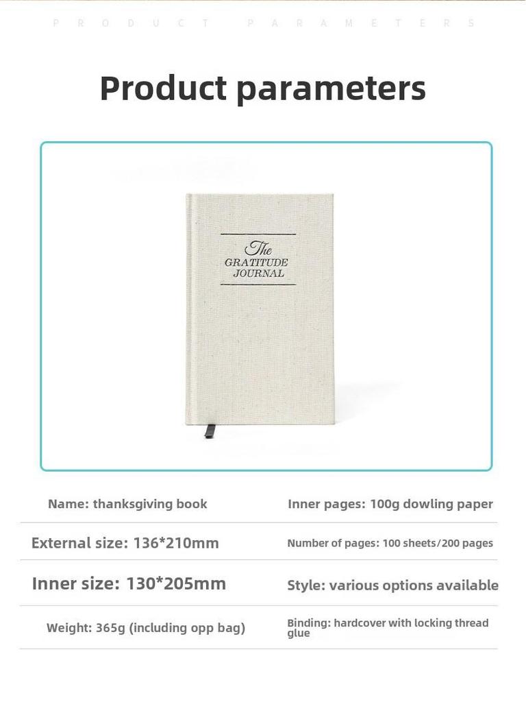 Gold Stamped Linen Gratitude Journal - anglická verze, kompaktní 5minutový deník