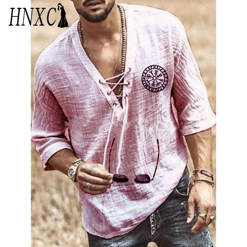 HNXC Cotton Short Sleeve T-shirt Men's Fashion Loose Half Sleeve Shirt Printed Compassionate Shirt