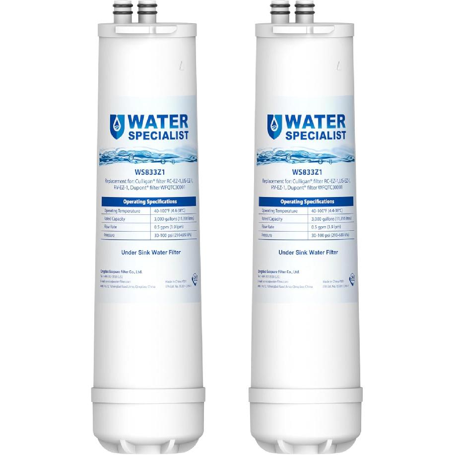 Waterspecialist RC 1 EZ-Change Базовый сменный фильтр для очистки воды, Замена для Culligan® IC-EZ-1, US-EZ-1, RV-EZ-1, Brita® USF-201, USF-202,