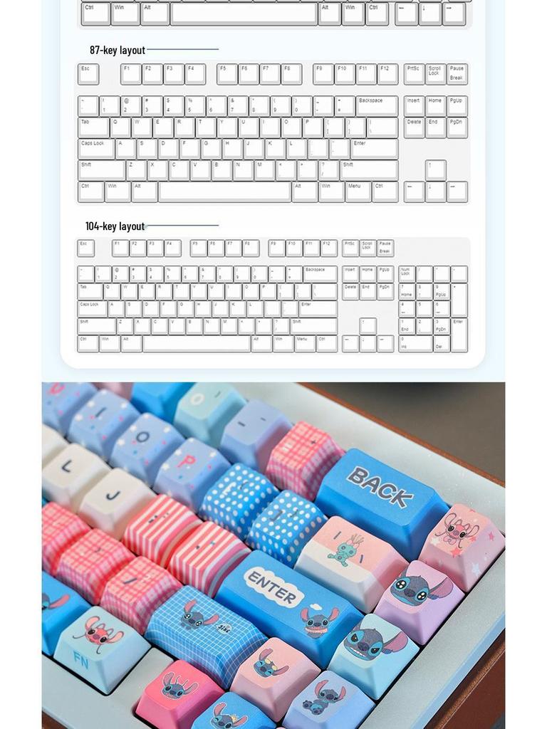 Stitch MOA Original Height PBT Dye-Sublimation Lilo & Stitch Mechanical Keyboard Full Keycap Set