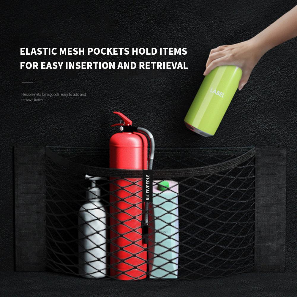 Car Storage Net Stretchable Mesh Pocket Net Magic Elastic Sticker Universal Rear Mesh Trunk Seat Bag Pocket Cage Auto Organizer