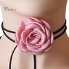 Retro Flower Women Choker Necklace Solid Color Elegant Lace Up Adjustable Strappy Collar Necklace Party Supplies