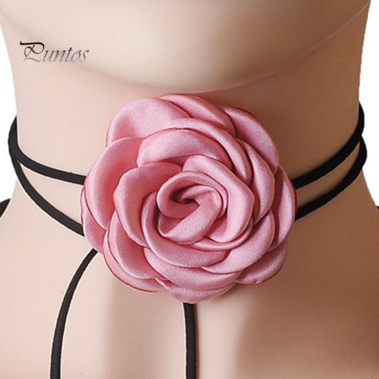 Retro Flower Women Choker Necklace Solid Color Elegant Lace Up Adjustable Strappy Collar Necklace Party Supplies