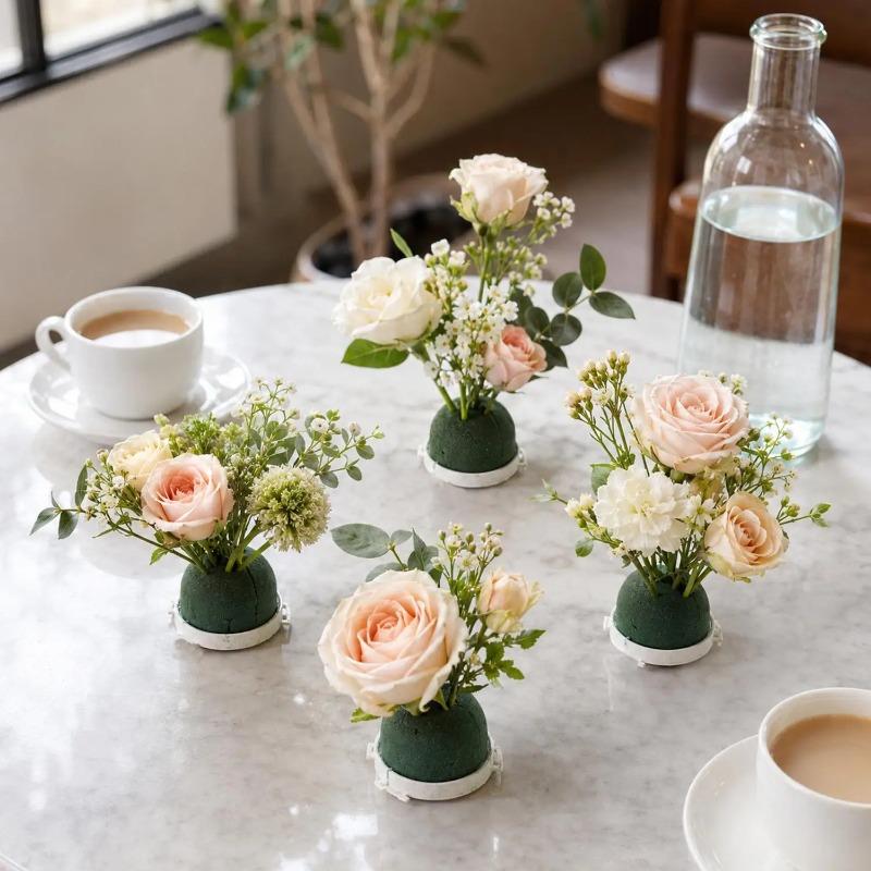 Green Floral Foam Ball with Base Wine Bottle Flower Holder DIY Craft Flower Mud for Banquet Gift Ornament Home Party Table Decor