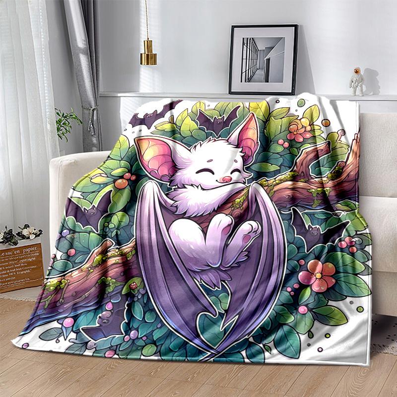 

1pc Cute Bat on a Branch Blanket Soft and Cozy for All Seasons, Living Room, Travel, Camping, Car Blankets 80x120cm