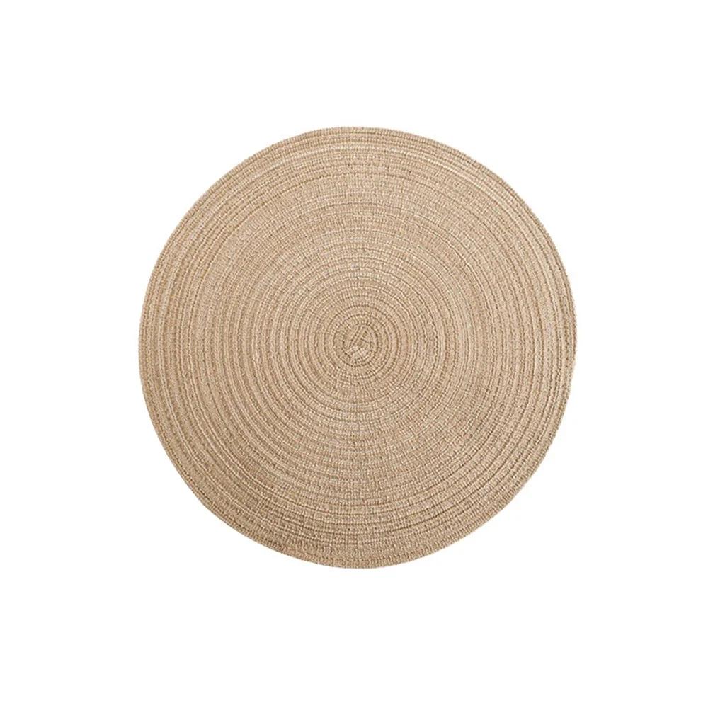 Kitchen Round Table Mat Woven Ramie Placemats Anti Slip Dining Table Mats Non-Slip Tableware Bowl Pads Drink Cup Coasters