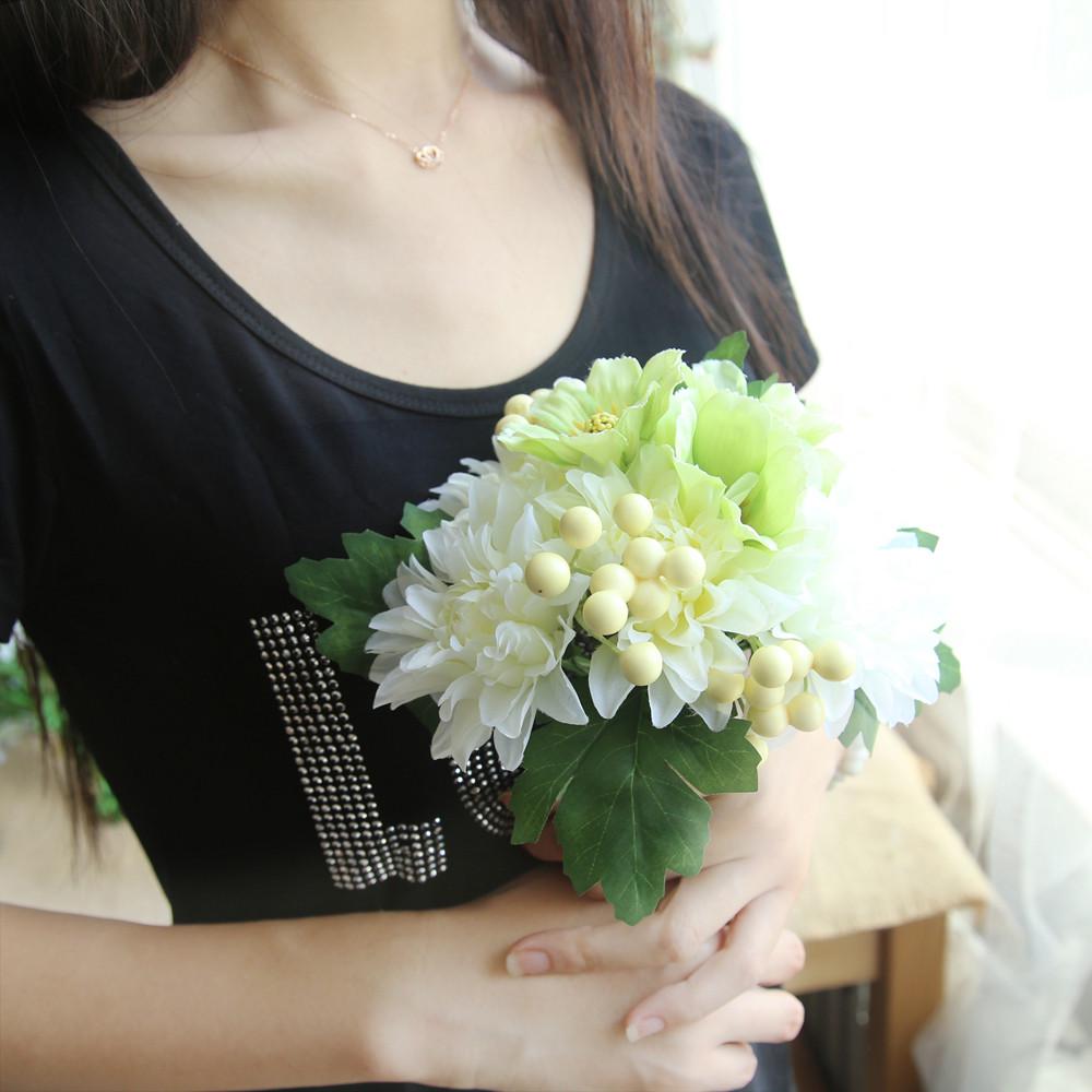 Buy [ZH] Artificial Silk Fake Flowers Leaf Rose Floral Wedding Bouquet ...