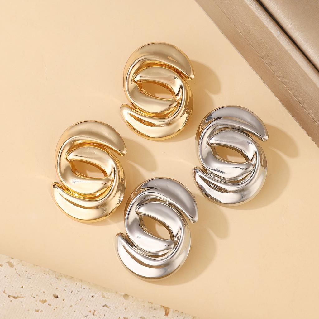 New irregular geometric stud earrings exaggerated fashion versatile metal letter splicing elegant temperament earrings