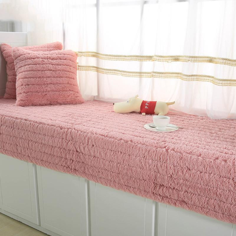 Grey Plush Sofa Cover Towel Striped Fluff Soft Slipcover Resistant Seat Couch Cover For Living Room Window Mats L -Shaped Sofa