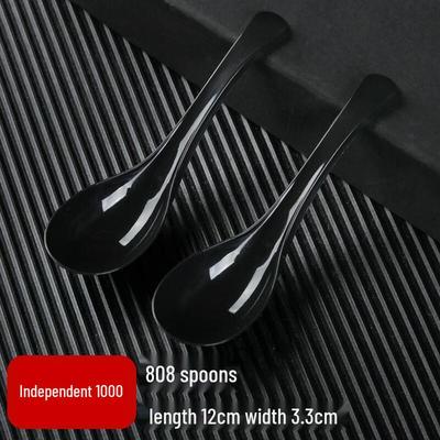 ZISIZ Individually Wrapped Black Disposable Plastic Spoons