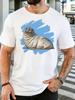 Ocean Seal Blue Brush Stroke Graphic Unisexs Crew Neck Short Sleeve Cotton T Shirt Marine Wildlife Print Male Daily Casual Tee