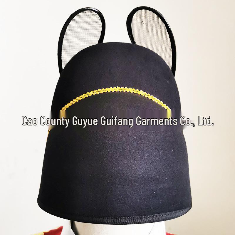 Ming-Dynastie Schwarzer Gaze Flügelkrone & Hanfu Fliegender Fisch Robe Set: Brokat-Schutzrobe mit Rundhalsausschnitt mit Bräutigams- und Kaisermützen für Männer & Frauen.