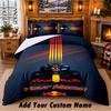 Juego de Ropa de Cama con Patrón Red Bull Racing de 3 Piezas con Nombre Personalizado, Sábana y Fundas de Almohada para Dormitorio del Hogar