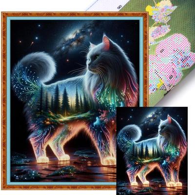 Full Embroidery Cotton Thread 11CT Printed Cat Cross Stitch Kit Art 40x50cm