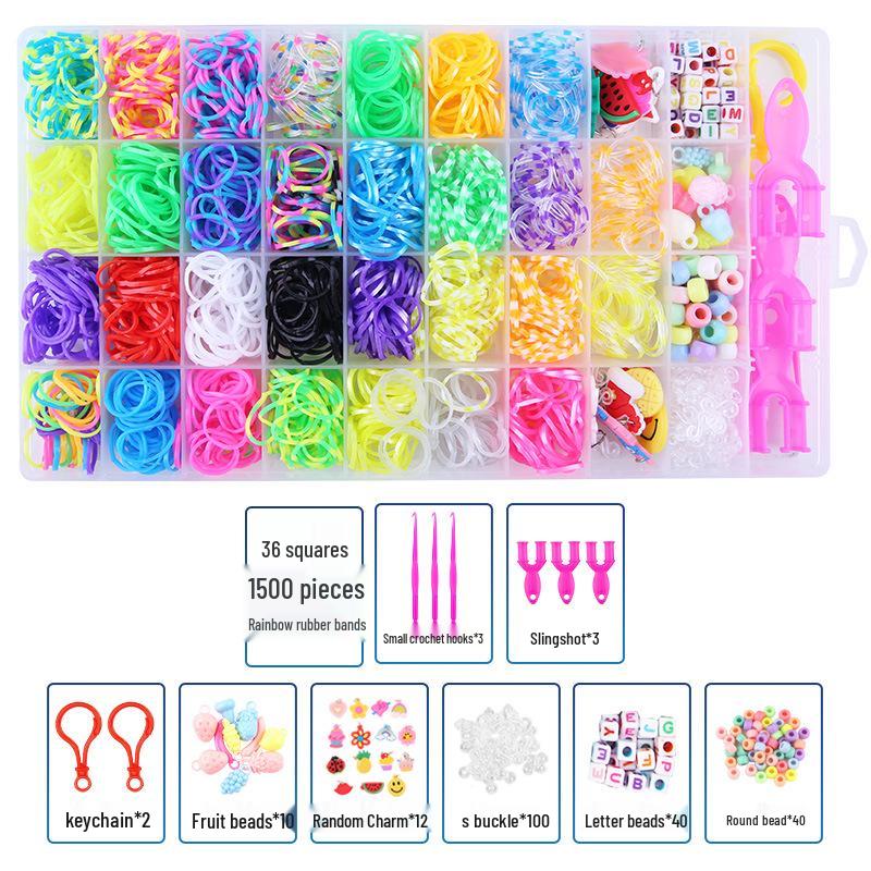 

Радужные резинки для плетения на 36 ячеек - Развивающая игрушка для плетения браслетов своими руками