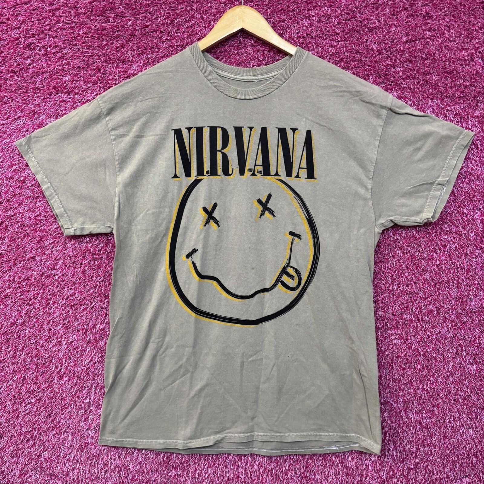 Nirvana Smiley Logo Gray Biege T-Shirt XL XL