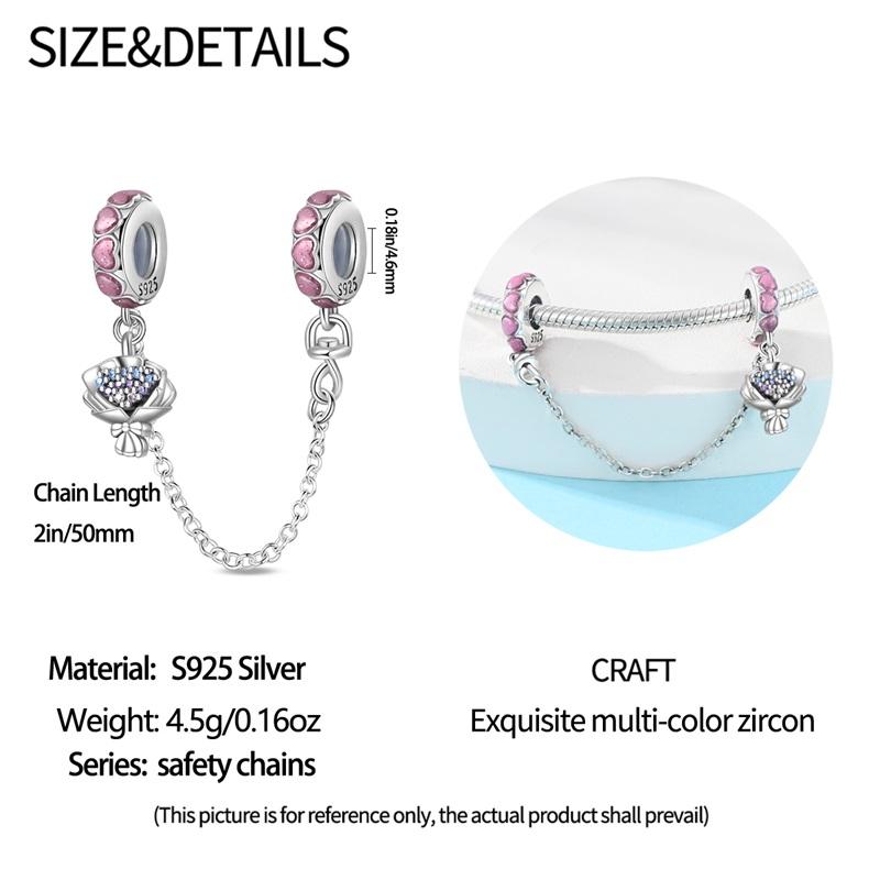 New Copper Flower Heart Bird Leaves Star Safety Chain Beads Bead Fit Bracelet Snake Chain Charms Beaded Women Gift