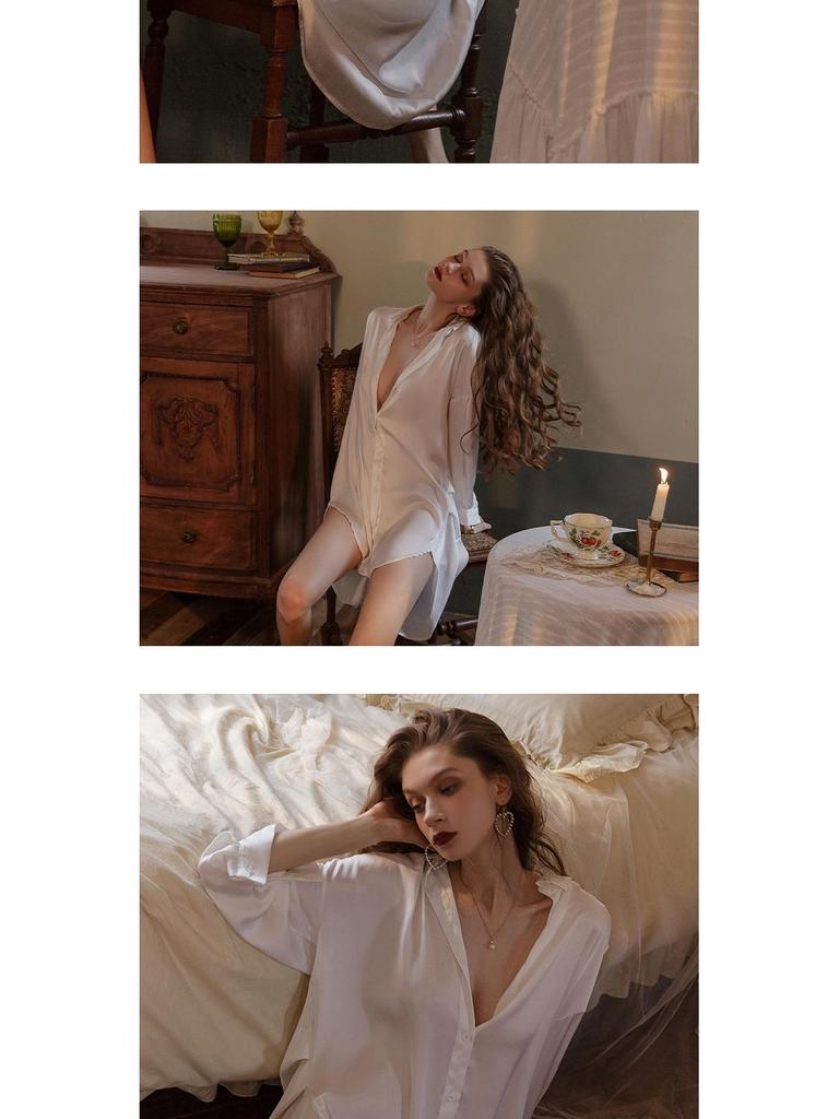 Women's Chiffon Boyfriend Style Lingerie: Sexy Nightdress with Easy Removal Feature