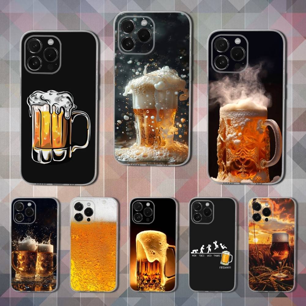 Alcohol Art Beer Case For iPhone 15,11,12,13,16,14,17,Pro,Max,Plus,SE,Mini,X,XS,XR, Transparent Soft Silicone