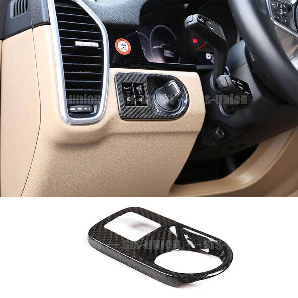 ABS Carbon Fiber For Porsche Cayenne Headlight Switch Button Cover Trim 2018-20