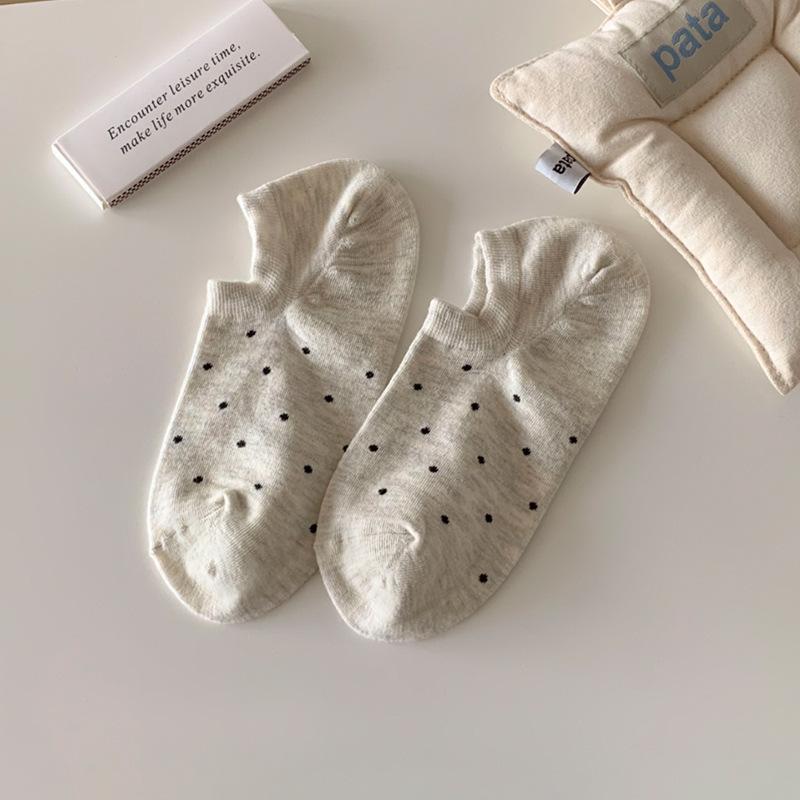 Seasonal Shallow Mouth Boat Socks Solid Color Polka Dots Do Not Fall Off The Heel Invisible Socks