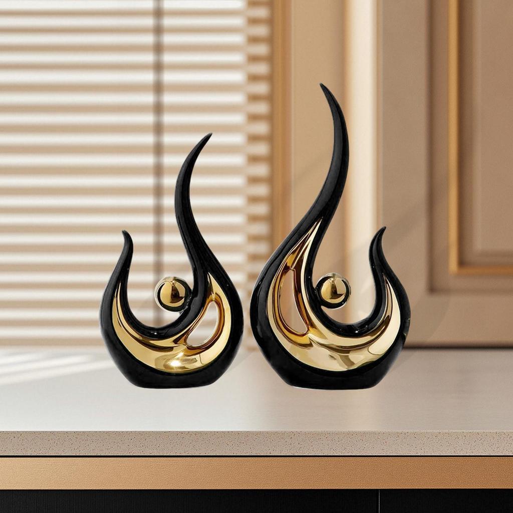 2 Pieces Abstract Art Statue Artwork Fine Workmanship Home Decoration Resin Figurine Modern