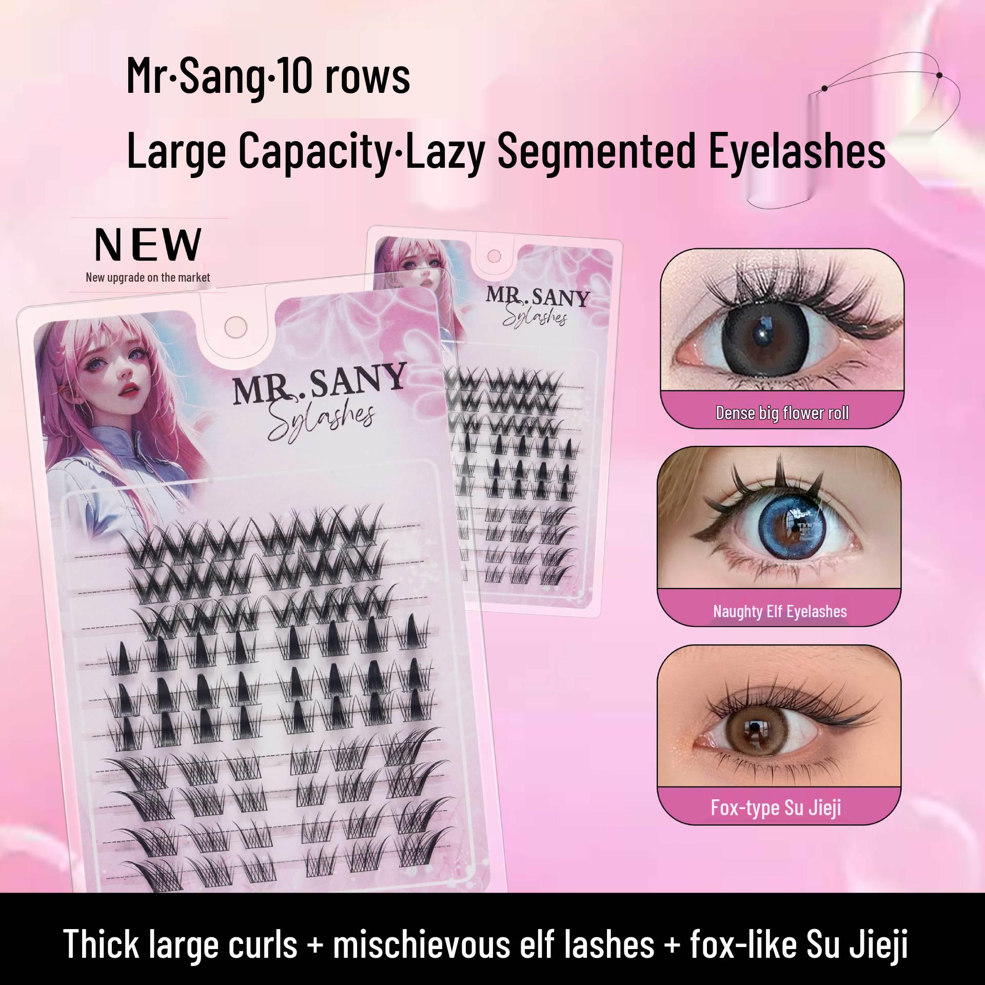 

Big Flower Curl Natural Soft Mixed Eyelashes - Ten Row Segmented Cluster