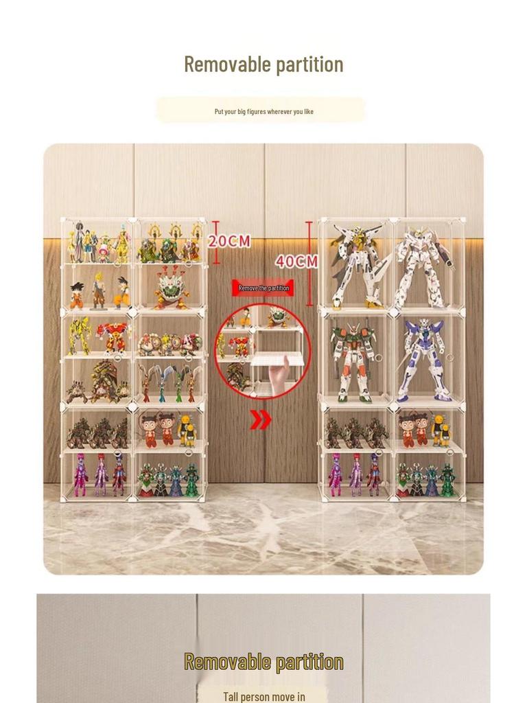 Transparent Toy Display Case: Dustproof Imitation Acrylic Rack for Model Storage and Home Use