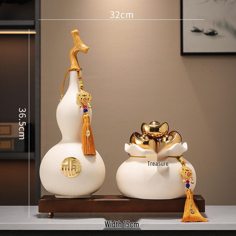 Double Fortune Gourd Ornament for Home Decor: Entrance, Hallway, Living Room, or TV Cabinet