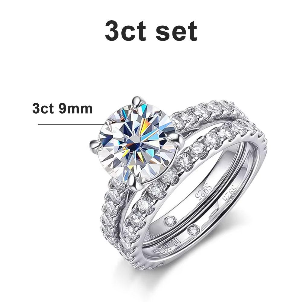KNOBSPIN D VVS1 Moissanite Rings for Women Sparkling Diamond Bridal Sets with GRA Sliver Plated 18k Eternity Band