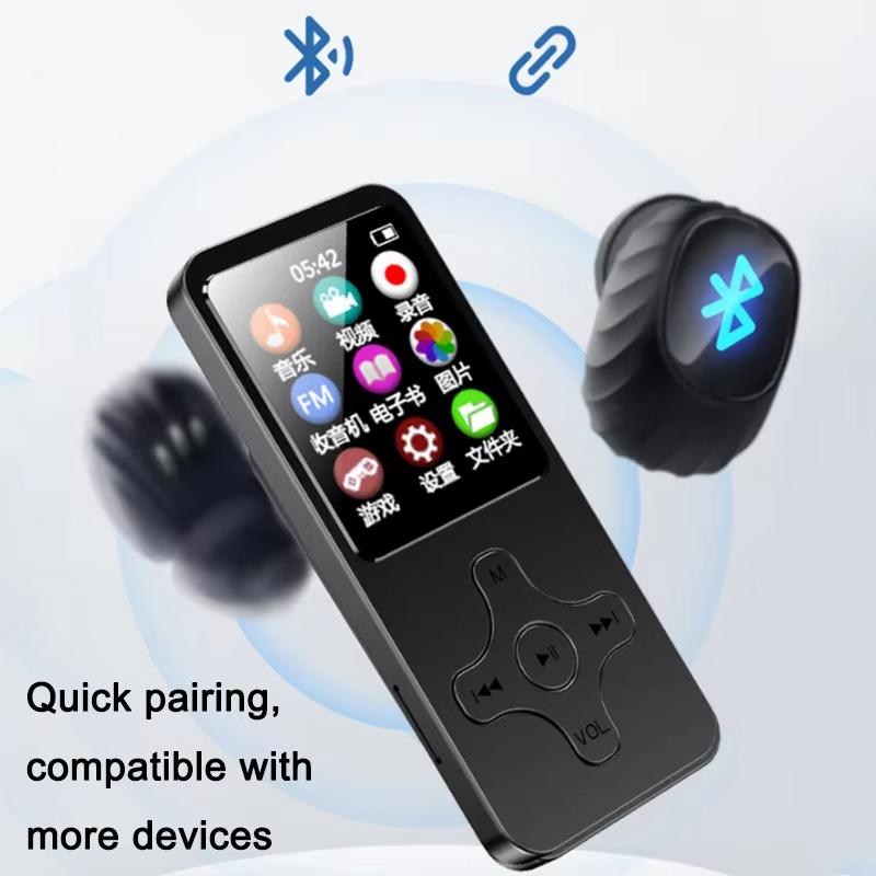 Bluetooth MP3 Player with 16GB TF Card Mini MP3 Music Player Support FM Radio Built-in Speaker E-Book Walkman for Headsets