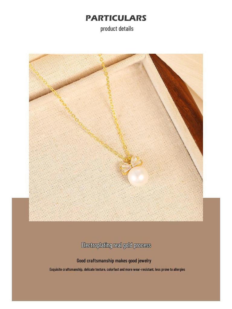 Fugitive Princess Pearl Bow Pendant Necklace - 2025 Light Luxury Clavicle Choker for Women.