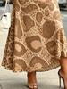Women's V Neck Maxi Dress Leopard Print Brown Flare Sleeve Sundress for Summer Casual Party