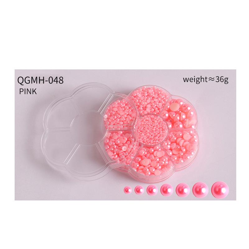 Nail Art Jewelry Plum Blossom Abs Semicircle Nail Art Pearl Jewelry Flat Bottom Diamond Nail Art Ornament